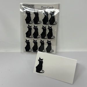 White Place Cards with Black Cats